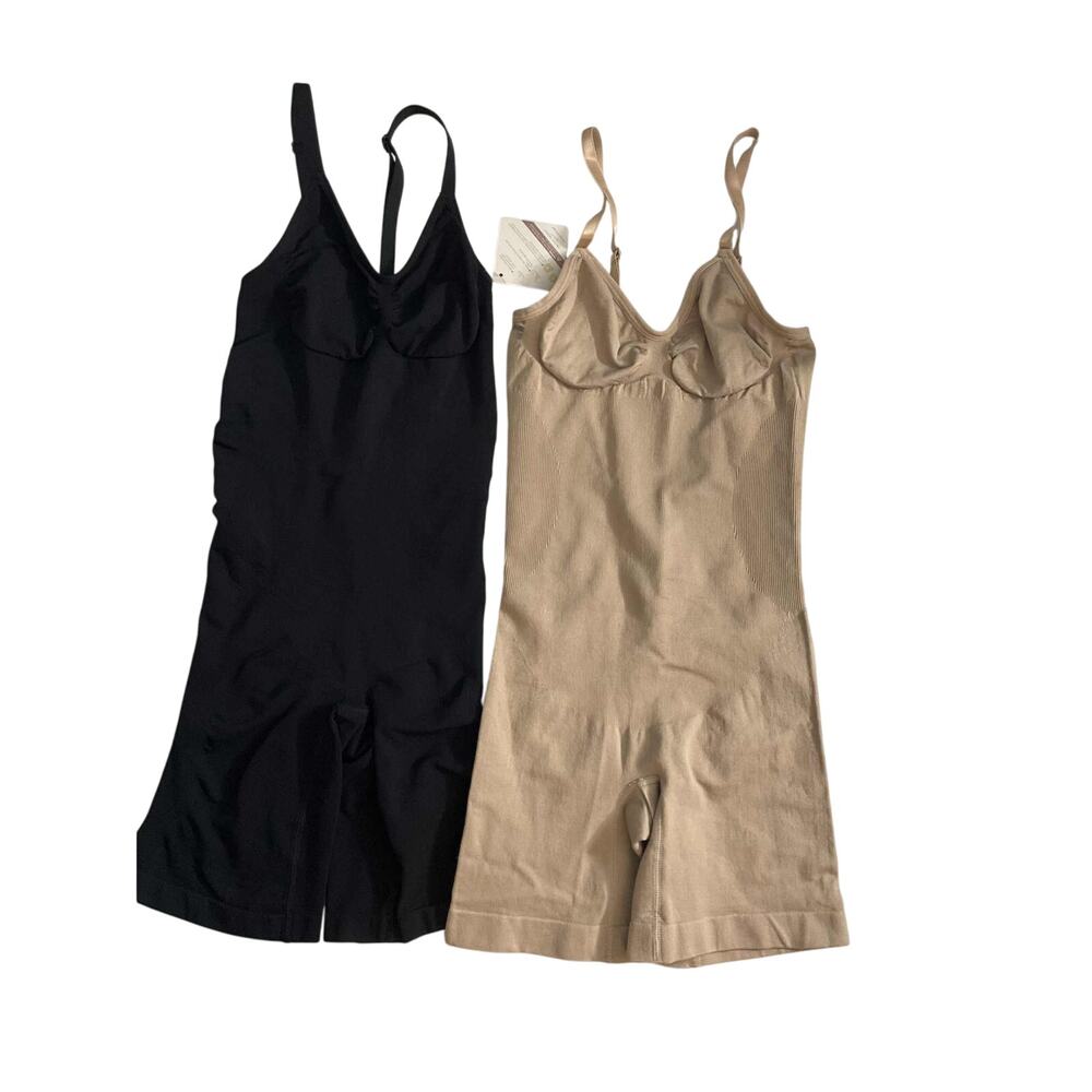 Women’s Seamless Shapewear Bodysuit Set Black & Nude Tummy Control, Body Slimmer